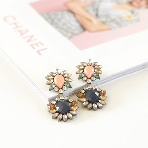 Pink & Blue Dazzling Drop Earrings